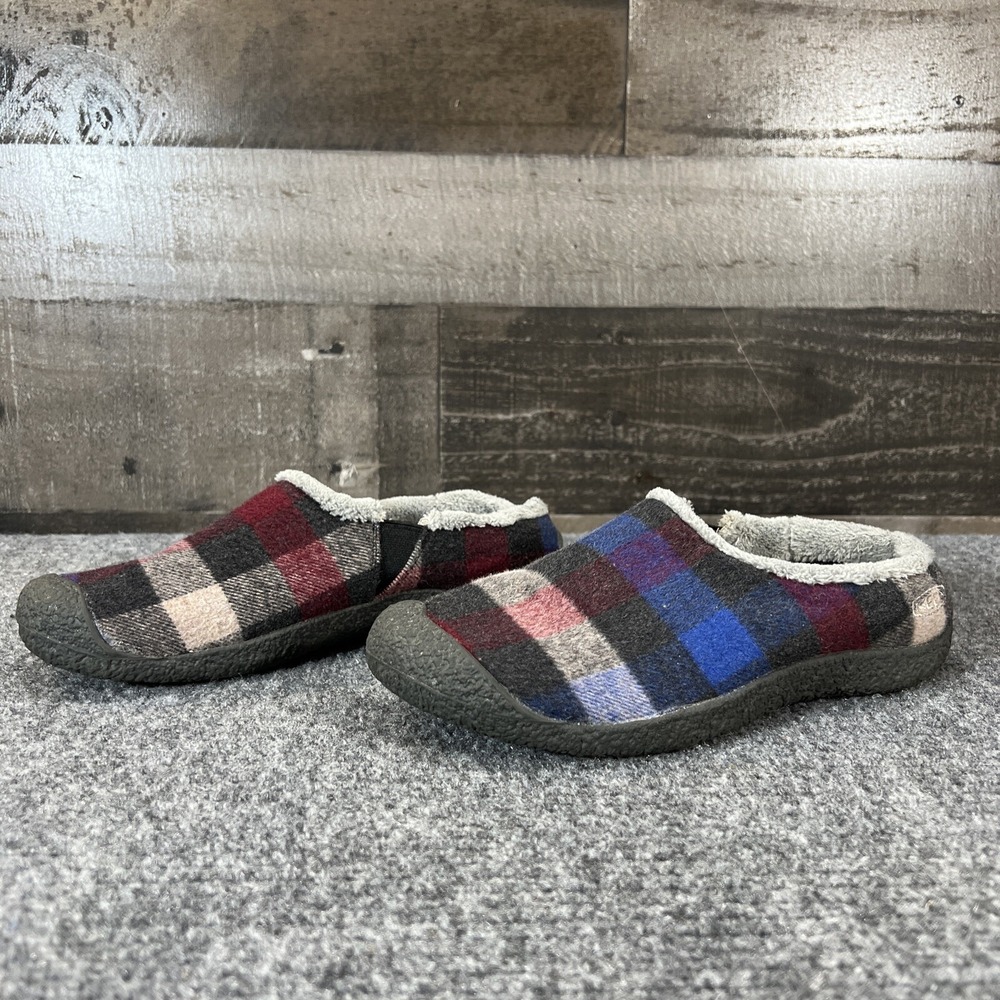 Keen Slippers Blue Red Plaid Warm Comfort Shoes Slides Slip On US 6.5 EU 37